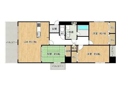 TSUSHIMA(3LDK/4階)の間取り写真