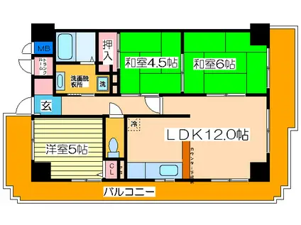 ツインコートM(3LDK/3階)の間取り写真