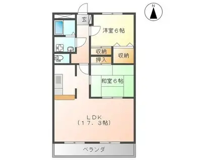 ヴェルデス(2LDK/1階)の間取り写真