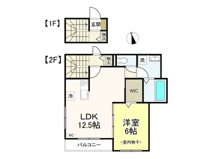 メゾンドボヌール(1LDK/2階)の間取り写真