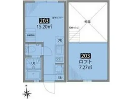グランエッグス東中野(ワンルーム/2階)の間取り写真