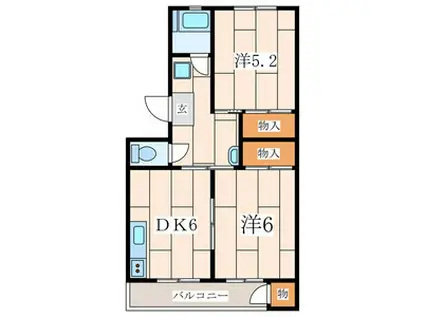 栄昇ハイツ(2DK/2階)の間取り写真