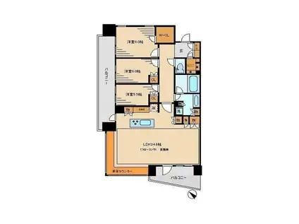 HARUMI FLAG PARK VILLAGE A棟(3LDK/11階)の間取り写真