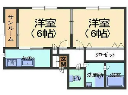 サンライズしじま(2K/1階)の間取り写真