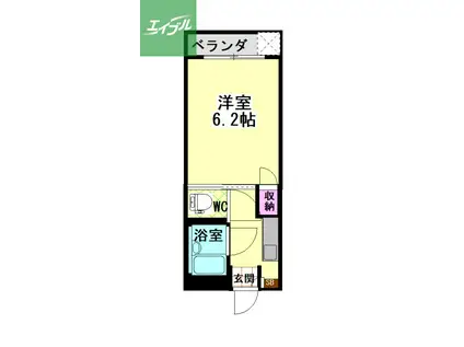 ヴィラナカモト(1K/3階)の間取り写真