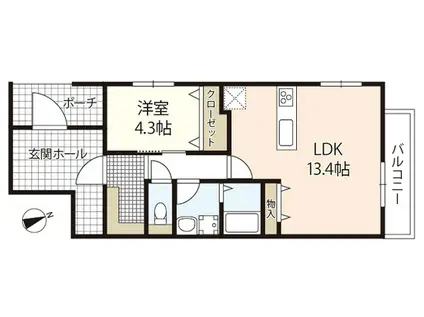 アーデル美鈴園(1LDK/3階)の間取り写真