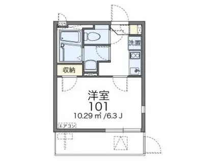 レオネクストMUTURA(1K/1階)の間取り写真