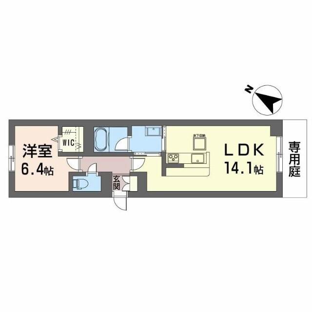 フルールブラン(1LDK/1階)の間取り写真