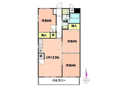 ドゥエルあじさい(3LDK/1階)の間取り写真