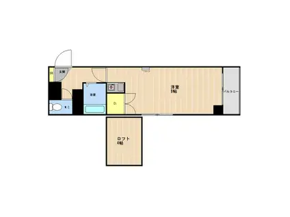 ツインリッチ高宮(1K/2階)の間取り写真