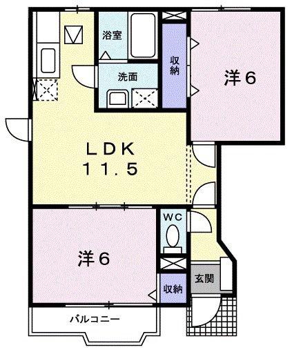 ヴィレッジ・ジュークC(2LDK/1階)の間取り写真