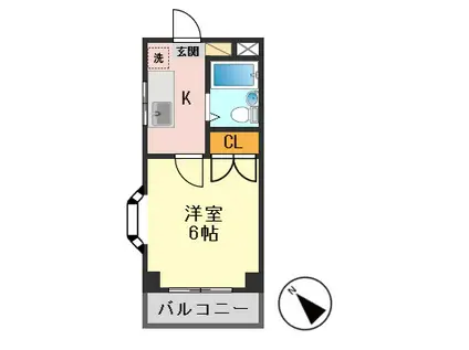 リバータウンA(1K/3階)の間取り写真