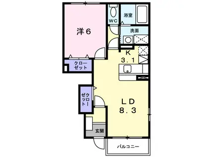 ミネルヴァ(1LDK/1階)の間取り写真
