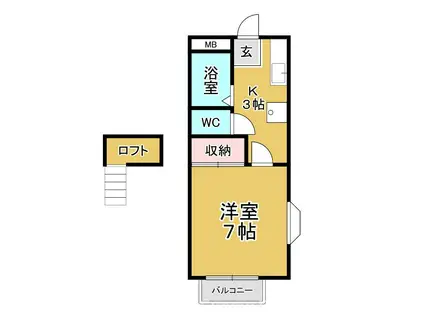 霊屋第一コーポナバタ(1K/2階)の間取り写真