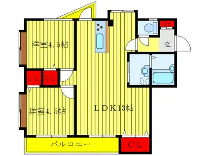 パールメゾン(2LDK/2階)の間取り写真