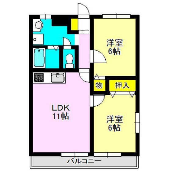 プレミール中居I(2LDK/1階)の間取り写真