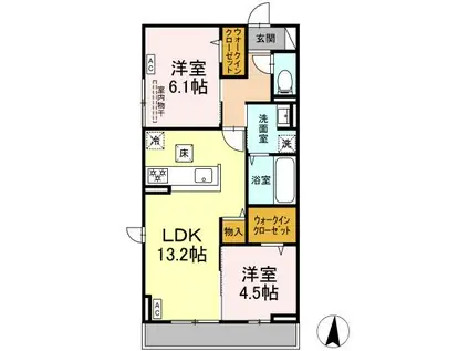 カンパニュラ(2LDK/1階)の間取り写真