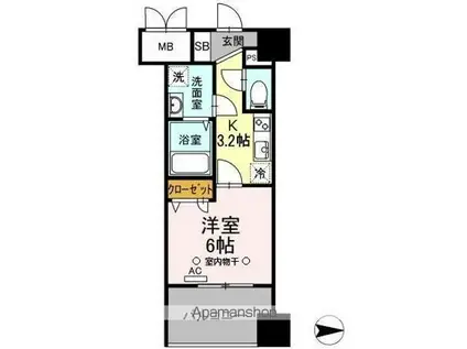 TRIO MARE 蔵前(1K/6階)の間取り写真