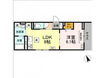 D-PINA菅北浦(1LDK/1階)の間取り写真