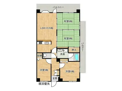 ラ・セーヌ北田町(4LDK/6階)の間取り写真