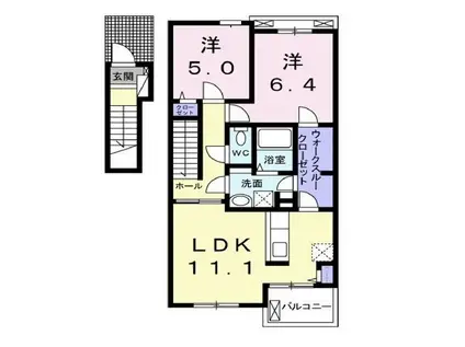 ロータス A(2LDK/2階)の間取り写真