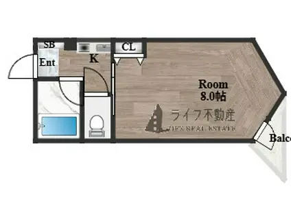 エンゼルハイツ桜町(1K/2階)の間取り写真