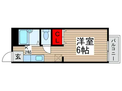 ソートフル(1K/2階)の間取り写真