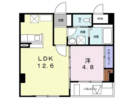 マルキレジデンス(1LDK/4階)の間取り写真