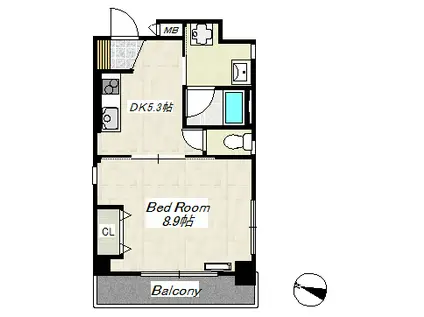 グリーンスクエアみその(1DK/3階)の間取り写真