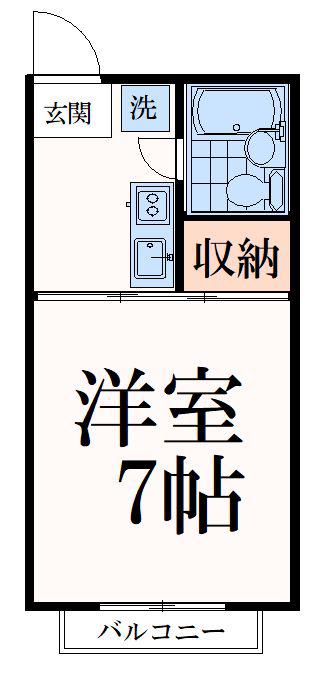 コーポK(1K/1階)の間取り写真