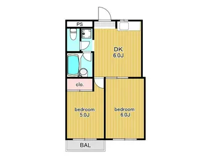ハイツ大森(2DK/2階)の間取り写真