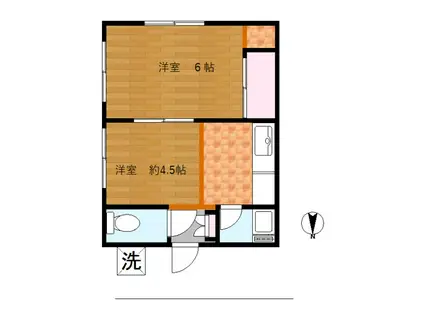 大西ビル(2K/4階)の間取り写真