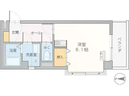 長谷川マンションアネックス(ワンルーム/1階)の間取り写真