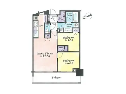 GLOBAL FRONT TOWER(2LDK/23階)の間取り写真