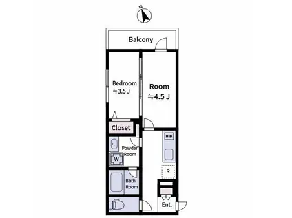 LAVIERE上中里(2K/2階)の間取り写真