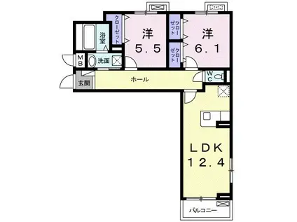 コーポロイヤル(2LDK/2階)の間取り写真