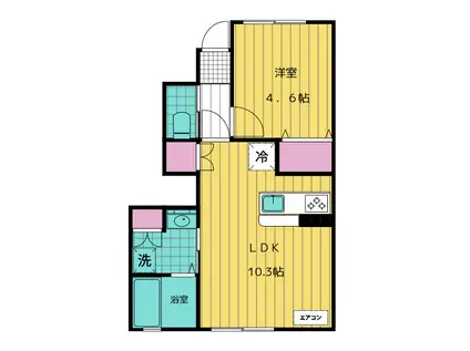 GANADOR 21 A棟(1LDK/1階)の間取り写真