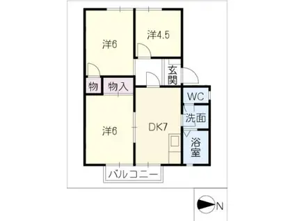 ディアス粟野(3DK/2階)の間取り写真