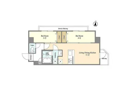 アルファコート梅島(2LDK/2階)の間取り写真