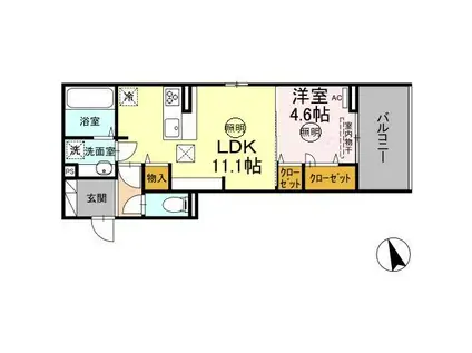 D-RESENA松山(1LDK/1階)の間取り写真