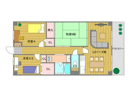 アソシアード御幣島(3LDK/5階)の間取り写真