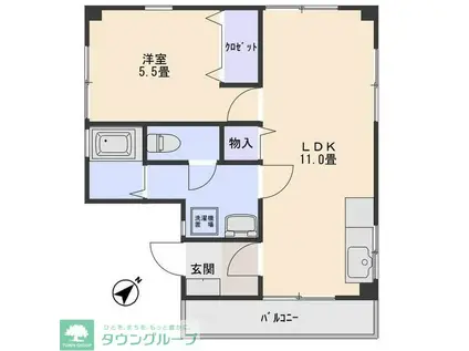 アビタシオン松葉(1LDK/2階)の間取り写真