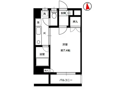 ハイアット台原(1K/2階)の間取り写真