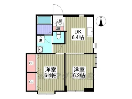 モダンピープルA(2DK/1階)の間取り写真