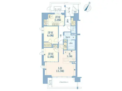 ジオ桜新町クラッシィ(3LDK/9階)の間取り写真