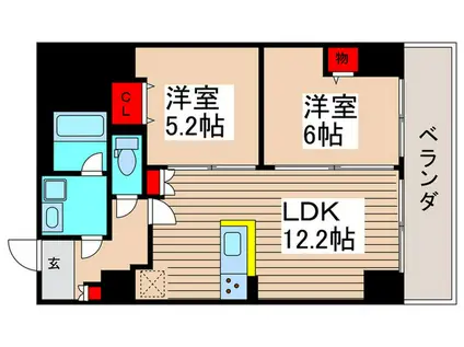 カスタリア西船橋II(2LDK/2階)の間取り写真