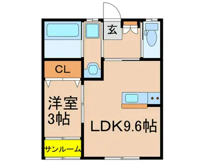 クレストガーデン(1LDK/1階)の間取り写真