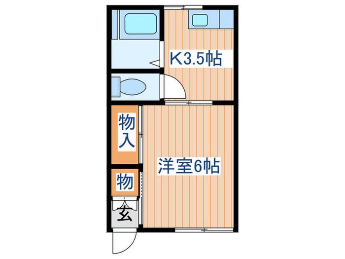 コーポブリッジサイド(1K/1階)の間取り写真