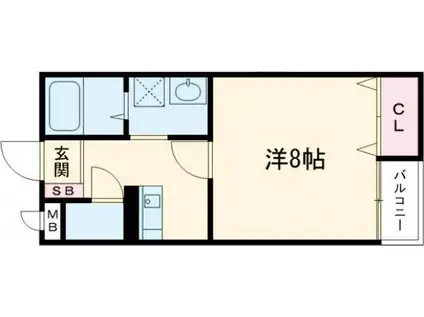 CSK汐見II(1K/2階)の間取り写真
