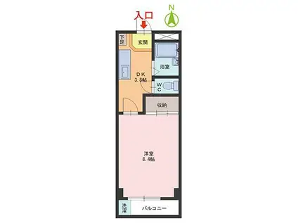 コーポ越前(1DK/3階)の間取り写真